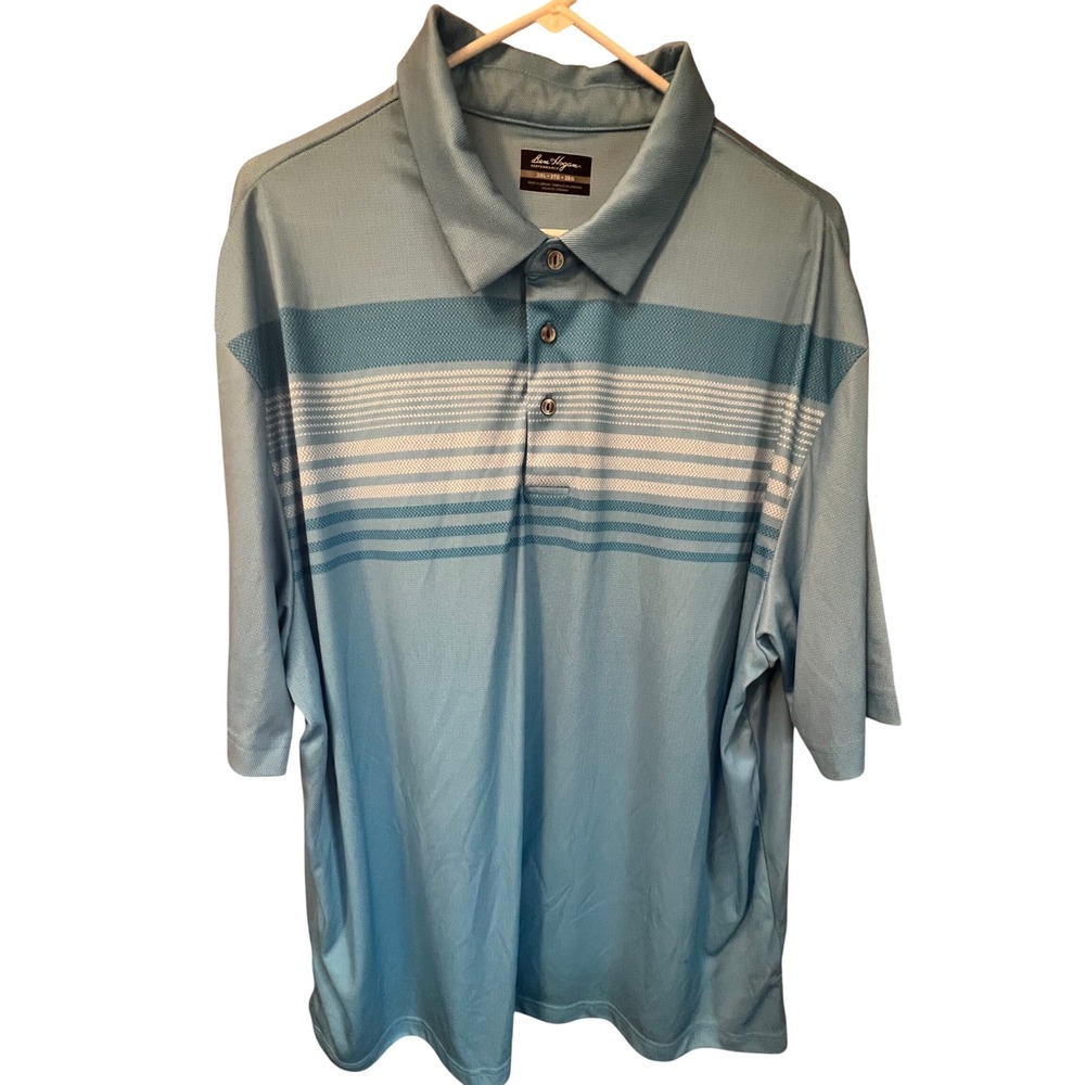 Ben Hogan Performance Polo Shirt Mens 2XL 2TG Blue Striped Golf‎ Athletic